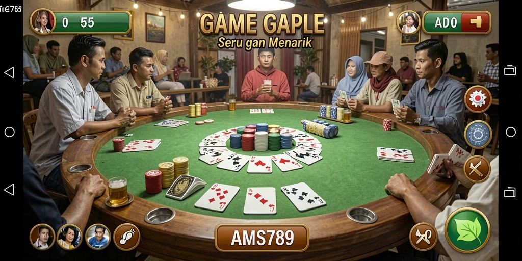 Screenshot gameplay AMS789 yang menunjukkan keseruan bermain Gaple.