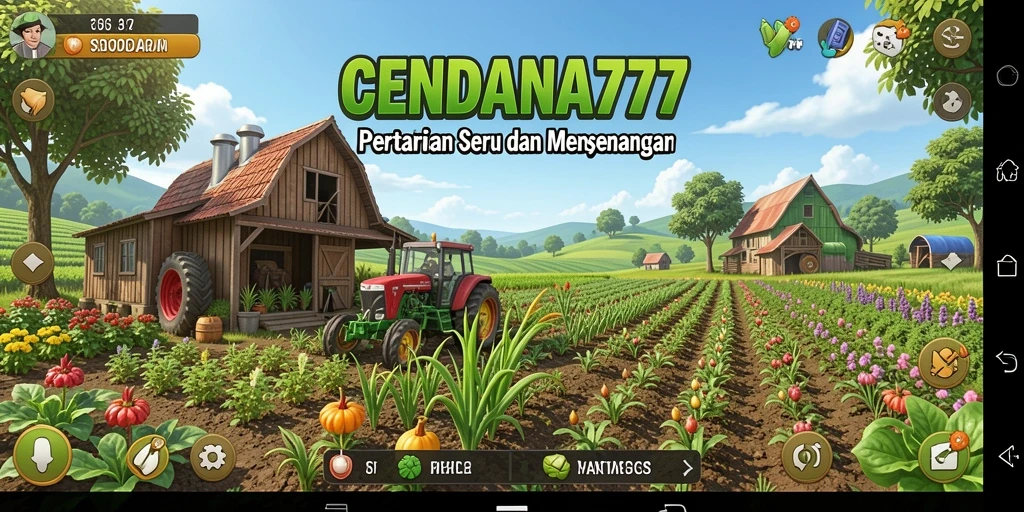 Tangkapan layar permainan CENDANA777 yang menunjukkan kebun yang indah dan subur.