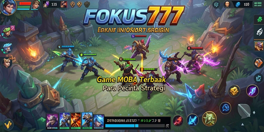Gameplay seru MOBA di FOKUS777 dengan tim yang saling bekerja sama.