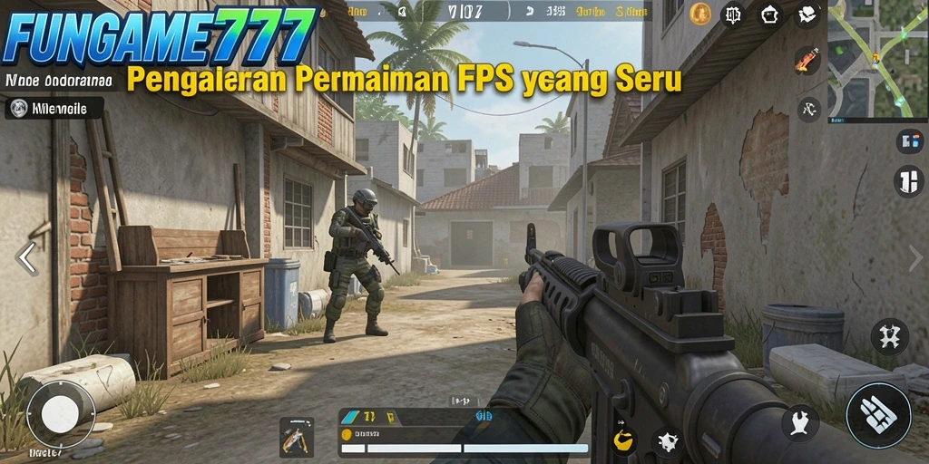 Tampilan aksi seru dalam gameplay FPS FUNGAME777.