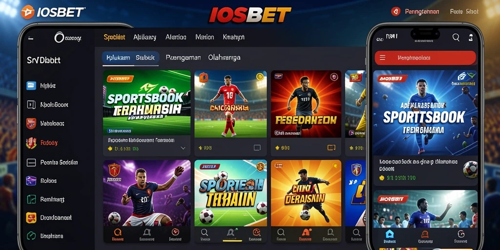 Tampilan antarmuka utama IOSBET dengan fitur taruhan olahraga.