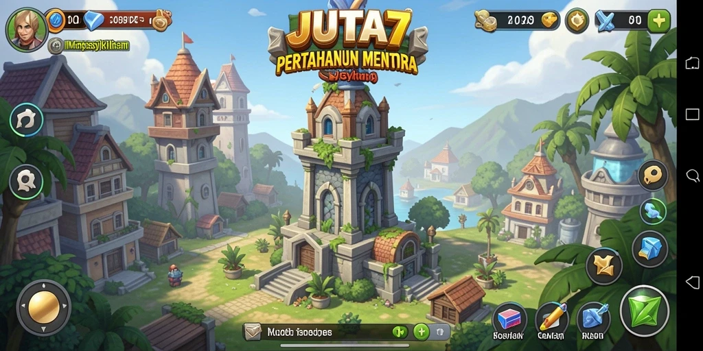 Screenshot utama JUTA7 menampilkan gameplay Tower Defense yang seru.