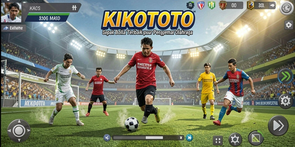 Tampilan menarik gameplay sepak bola KIKOTOTO di layar.