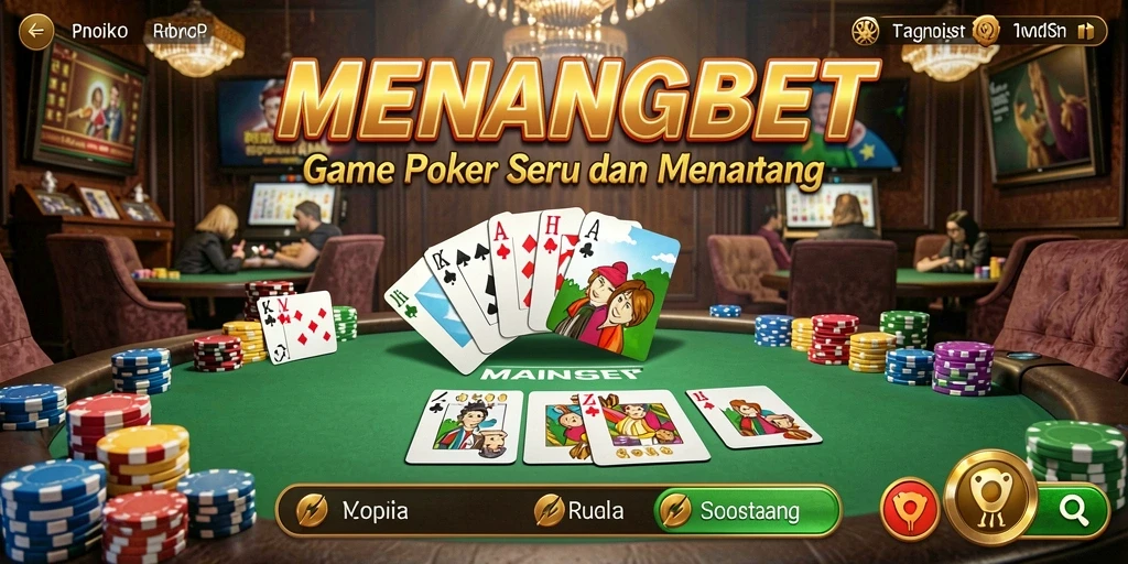 Screenshot MENANGBET menampilkan gameplay Poker yang menegangkan.