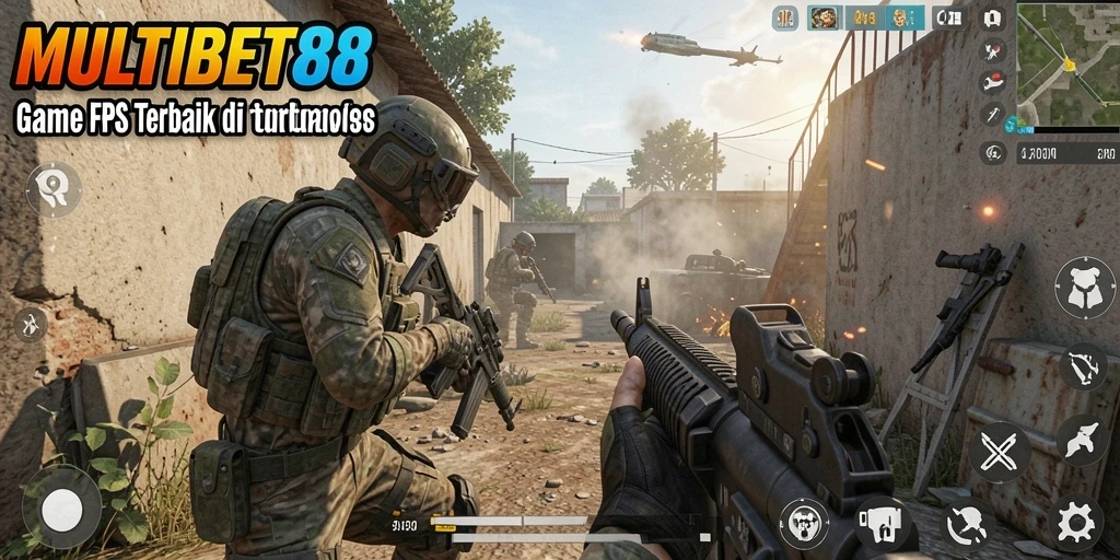 Screenshot MULTIBET88 menampilkan aksi seru di medan perang FPS.