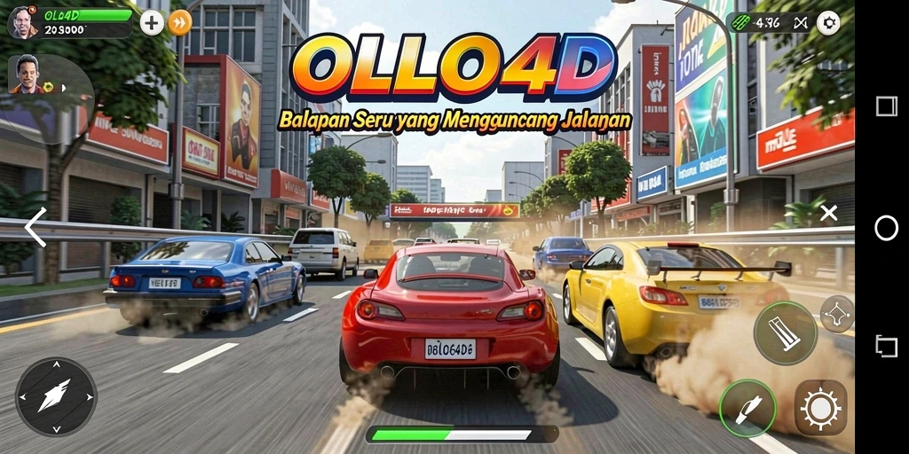Gameplay balapan seru dalam OLLO4D yang menunjukkan aksi mengejar kecepatan.