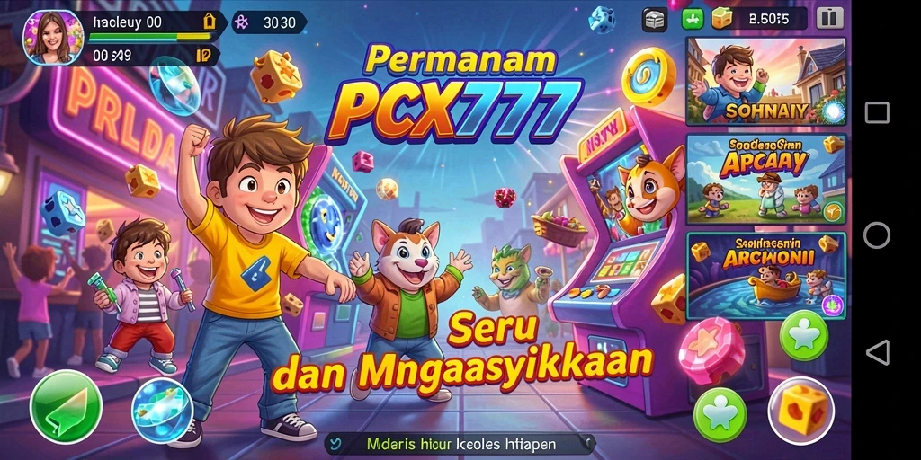 Screenshot gameplay PCX777 yang menampilkan aksi seru dalam Arcade.